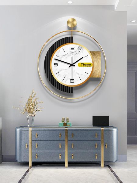 Orologi da parete Batteria Estetica Orologio Quarzo Needle Art Round Luxury Design Precise Reloj Pared Bedroom Decor Zegar