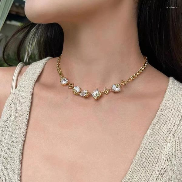 Цепи Ввременные чудесные модные цирконы Geo Choker Ожерелье для женщин -дизайнерских ювелирных ювелирных изделий модный подарок редкий готический топ 2446
