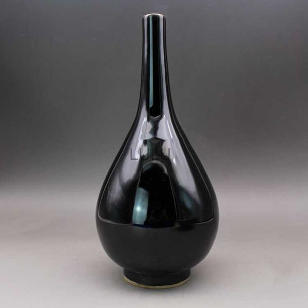 Qing yongzheng ano mark espelhar esmalte preto vaso gall jingdezhen coleta de vaso de cerâmica antiga boutique hkd230810