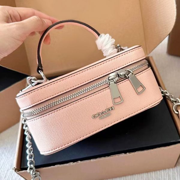 Cosmética caixa baú lancheira masculina higiene pessoal moda bolsas de embreagem luxos designer de couro genuíno bolsa de mão feminina crossbody vaidade totes bolsas de ombro com zíper