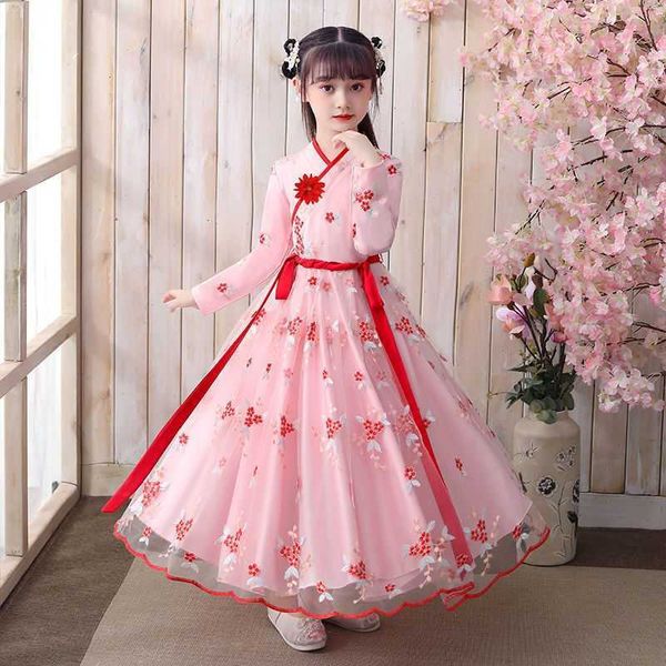 Mädchenkleider 2-10-13TTraditionelle und antike Kostüme, Hanfu-Kleid für Kinder, Festivalkleid, Qing-Dynastie-Bühnenkostüm