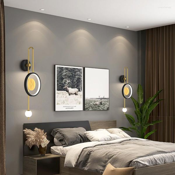 Candeeiros de parede Lanterna Arandelas Luminária montada Led hexagonal Decoração de quarto Bonito Luminárias de banheiro pretas