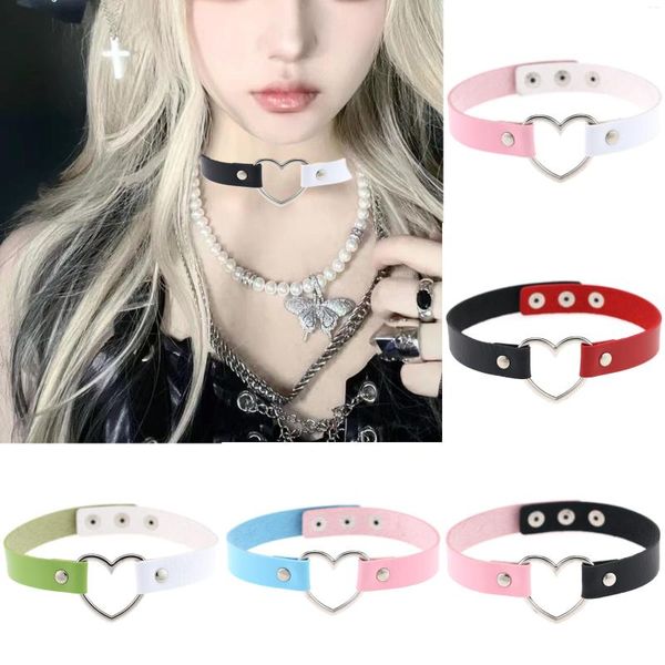 Кокер Harajuku Chains воротник Egirl Heart Besse Stence rap Щелчок рабство в тюрьму Короткие ожерелья для женщин Kpop Sexy Jewelry