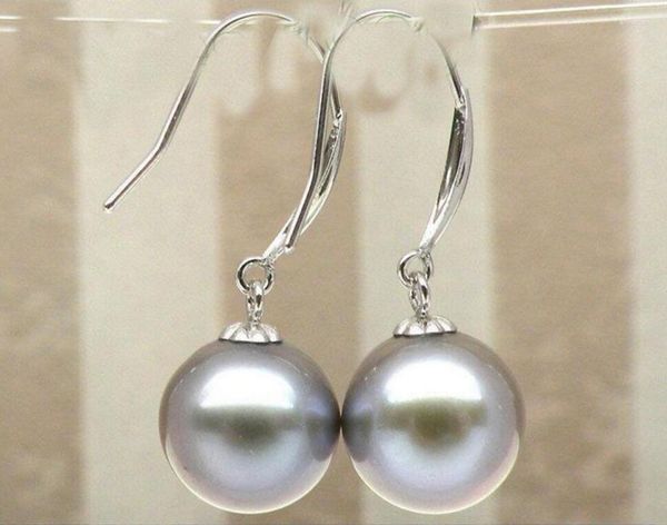 Dangle Earrings Charming 9 Mm Natural Akoya Silver Gray Pearl Earring 14K/20 White Gold