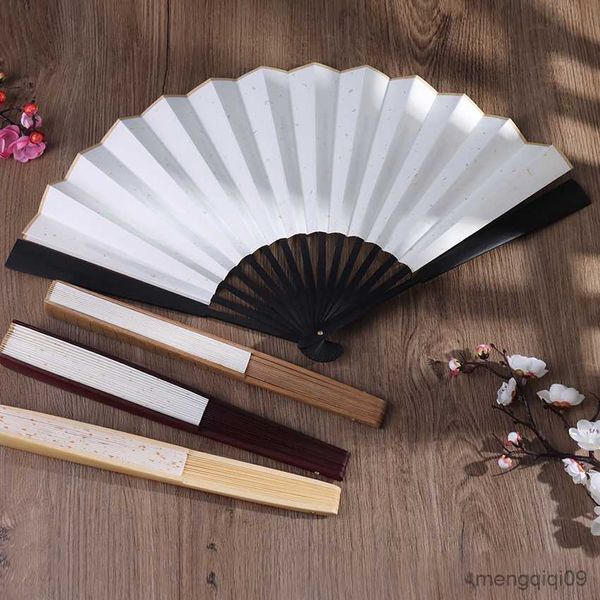 Продукты в китайском стиле 1 % пустые вентиляторы с белой рукой выпарите рисовую бумагу китайскую складную рубку DIY Фан -рисование программы каллиграфии бамбуко