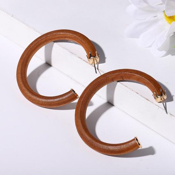 Creolen Holz Geometrisch Große Frauen Vintage Natürliche Spleißen Hohl Party Zubehör Schmuck