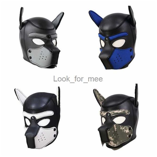 XL -Code Brandneuer Erhöhung großer Welpe Cosplay gepolstert Gummi Vollkopfhaube Maske mit Ohren für Männer Frauen Rollenspiel HKD230810