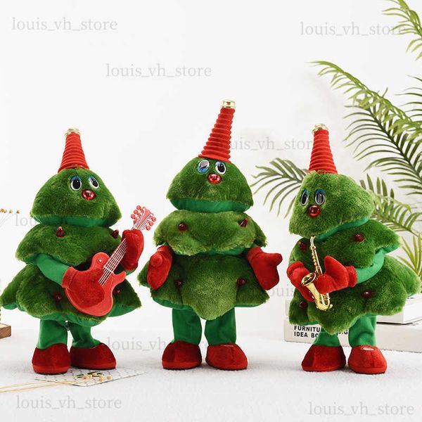 Dancing and Caning Tree Christmas Tree Kids Kids Cine Green Plush Music Creative Music Electric Plush Doll Decor Regali di Natale T230810