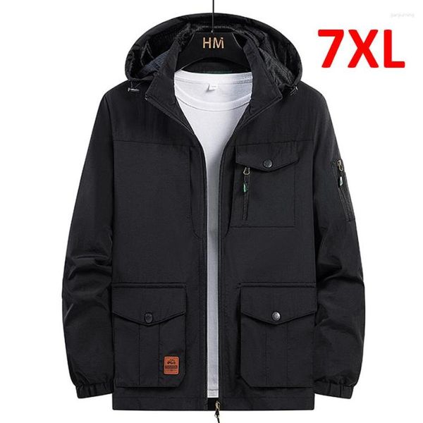 Männer Jacken 6XL Große Windjacke Männer Frühling Herbst Cargo Jacke Mantel Männlich Outdoor Oberbekleidung Plus Größe 7XL Mäntel Khaki Grün