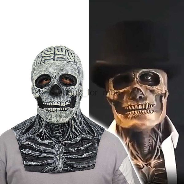 O mais novo esqueleto palhaço da criatura máscara máscara de terror festival Festival Cosplay Props Silicone Full Hat Skeleton Hollowen Decoração HKD230810