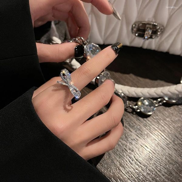 Bolsas para joias Laço de prata Anel de diamante Moda feminina Dedo Atacado