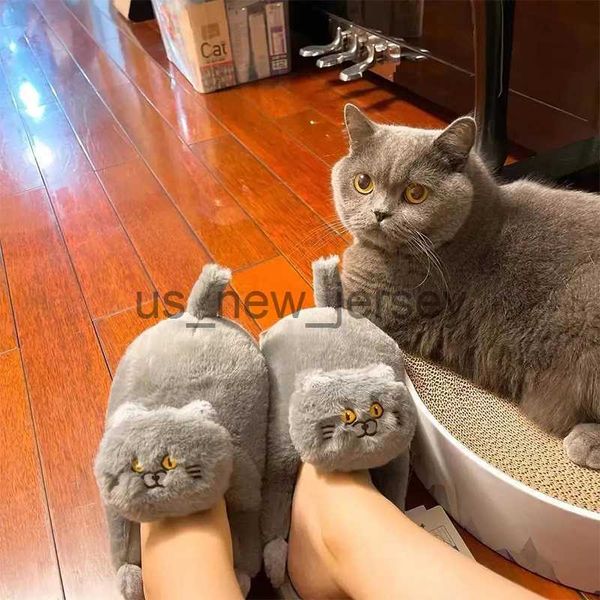 Тапочки обнимают кошки унисекс мужские тапочки дизайнерские весенние пары Crazzy Indoor Fluffy Thine Slipper Funny Mensh