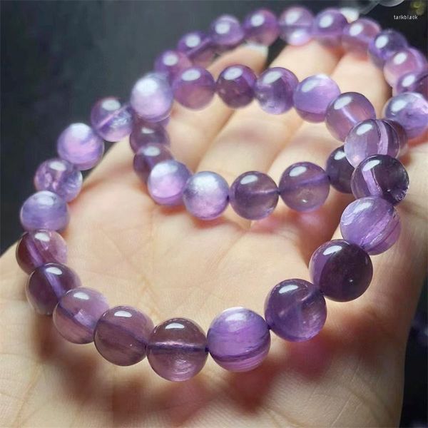 Pulseira Natural Roxo Lepidolita Pulseiras Pedra Preciosa de Cristal Moda Cura Chakra Alívio do Estresse Reiki Pulseira de Energia 1pcs 9mm