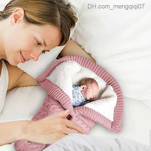 Pijamalar kış bebek sıcak uyku tulumu bebek düğmesi örme kalın araba ambalaj bebek battaniye uyku tulumu z230811
