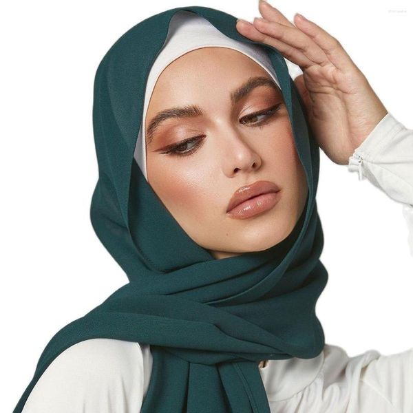 Roupas étnicas 180 85cm tamanho grande muçulmano chiffon hijab xales cachecol mulheres sólidas envoltórios de cabeça hijabs cachecóis senhoras Foulard Femme Veil