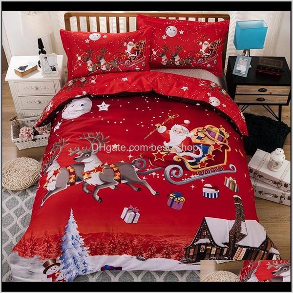 Setler 3d Mutlu Noel Yatak Yorgan Kapağı Kırmızı Noel Baba Yorgan Yatak Seti Hediyeler ABD Boyut Kraliçe Kral Kral Kral Krallığı 3qwju Ohnrk3205