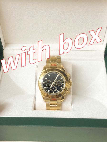 Orijinal Box ile Luxury Men's Watch 18k Gold Otomatik 2813 Mekanik Hareket Saat Siyah Dials Saatler Erkekler 116528 116528 Erkek Kol saatleri Gece Görüşü