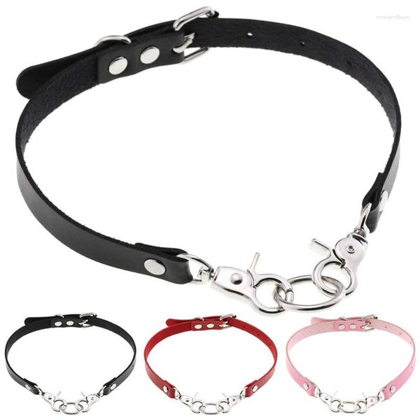 Girocollo Cosplay Collare gotico Manette Collane Discoteca Sexy Cintura in pelle PU Collana Accessori per il corpo