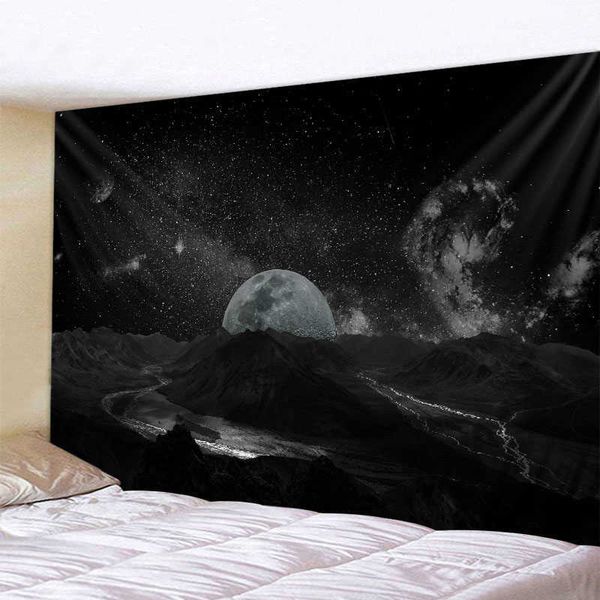 Tapeçarias via láctea céu noturno tapeçaria lua noite céu estrelado paisagem tapeçaria boêmio casa sala de estar quarto decoração