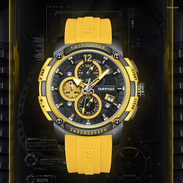 Начатые часы Mark Fairwhale Мужские часы Quartz Watch Trend Sport Водонепроницаемые смолы.
