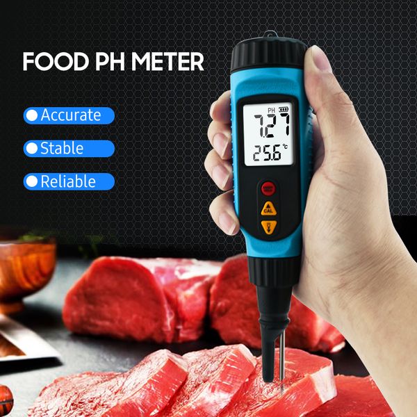 Medidores de ph ph818m medidor de ph para processamento de alimentos 2 em 1 testador de ph de alimentos solução medidor de temperatura lcd retroiluminação sonda de medição de ph digital 230809