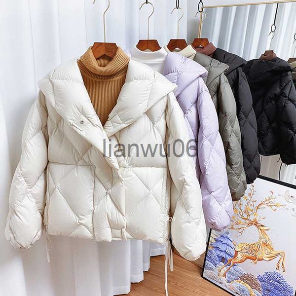 Kadın Ceketleri 2023 Kış Yeni Moda 90 Beyaz Ördek Kısa Ceket Kadınlar Kalın Sıcak Gevşek Koza Tip