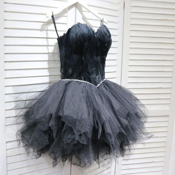 Vestidos de festa preto branco curto regresso a casa 2023 sutiã de penas saia aniversário formatura mini baile de formatura vestidos de coquetel balé inchado