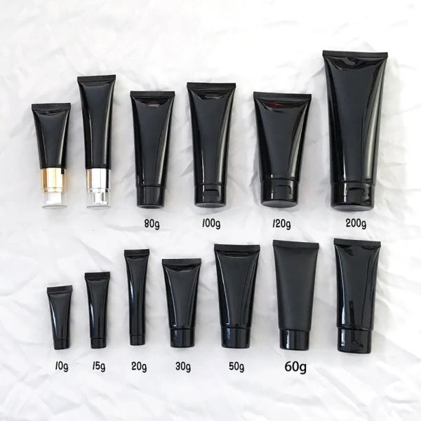 10ml 30ml 50ml 100ml 200g Plástico preto de plástico preto Squeeze Squeeze Tubo Lotion Packaging Packaging