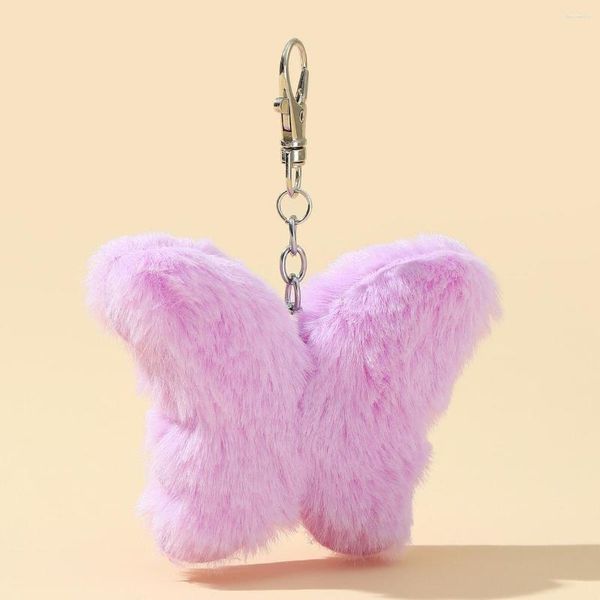 Portachiavi Imitazione Capelli Farfalla Peluche Portachiavi Ciondolo borsa Pelliccia creativa Ornamenti appesi per auto