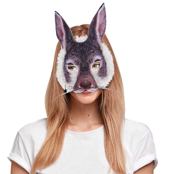 Maschera coniglietto dal vivo all'ingrosso Halloween Party Masquerade Ball Decoration Props Half Face Animal Tiger Mask HKD230810