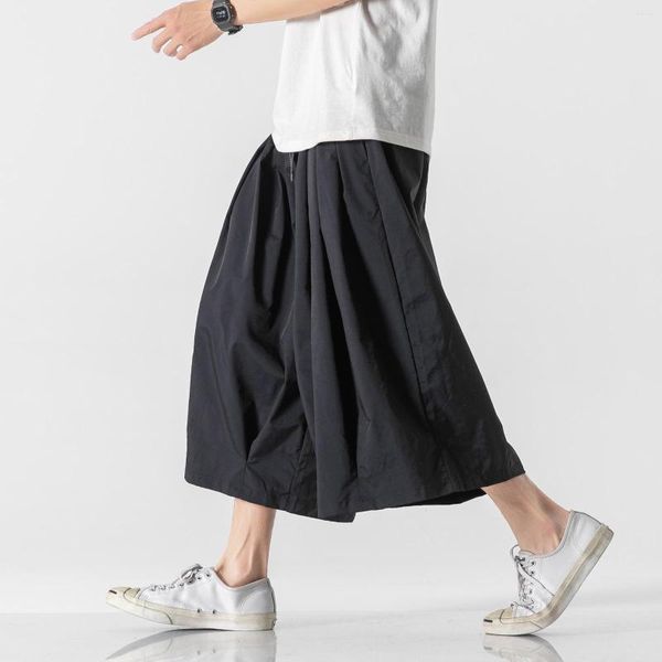 Männer Hosen 2023 Männer Harajuku Breite Bein Sommer Chinesischen Stil Retro Lose Hanfu Pumphose Hosen Männliche Reflektierende