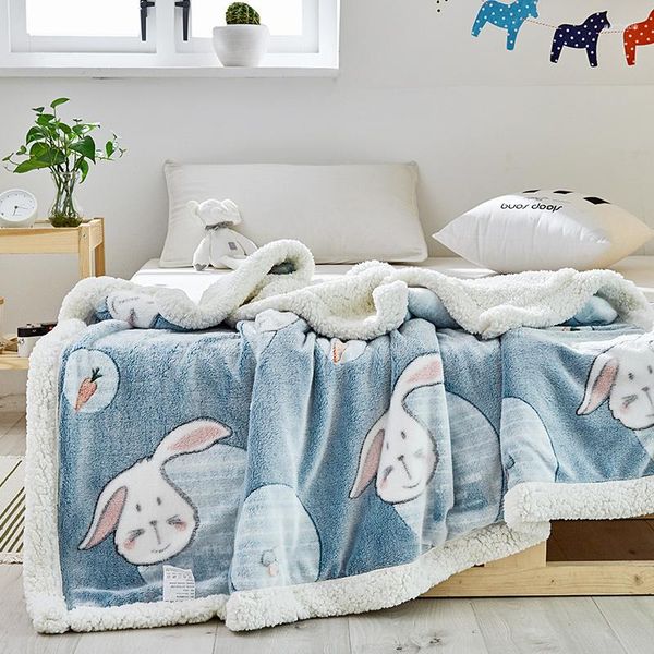 Battaniyeler çifte kalınlaşan kuzu kaşmir battaniye karikatür karikatür çocuk cilt dostu çocuklar kanepe seyahat atışı sarmak