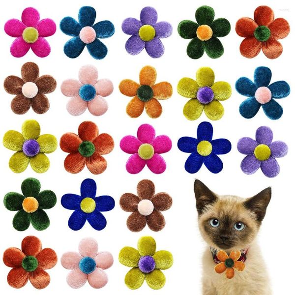 Roupas para cães 30/60 peças por atacado flores para animais de estimação laços para gatos primavera aliciamento laços deslizáveis para produtos pequenos