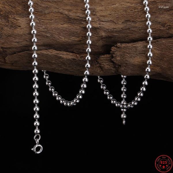 Ketten Echte S925 Sterling Silber Halsketten Für Frauen Männer Mode Handgemachte 2mm 2,5mm 3mm Perlen-kette schmuck