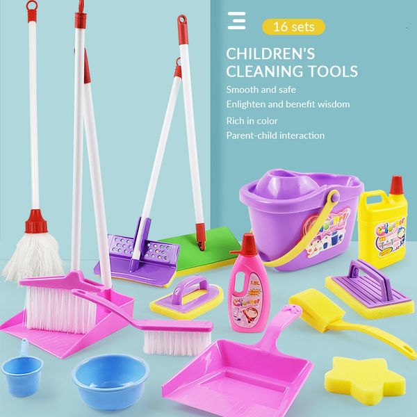 Tools Workshop Mini Simülasyon Temizleme Pretend Play Çocuk Oyuncaklar Süpürge Çocuk Makyaj Fırçaları Çamaşır Makinesi Seti Anaokul Oyunu 230810