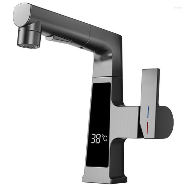 Rubinetti del lavandino del bagno KA-0051 Sollevamento e sollevamento dell'acqua Pompaggio del bacino rotante Rubinetto con display digitale freddo