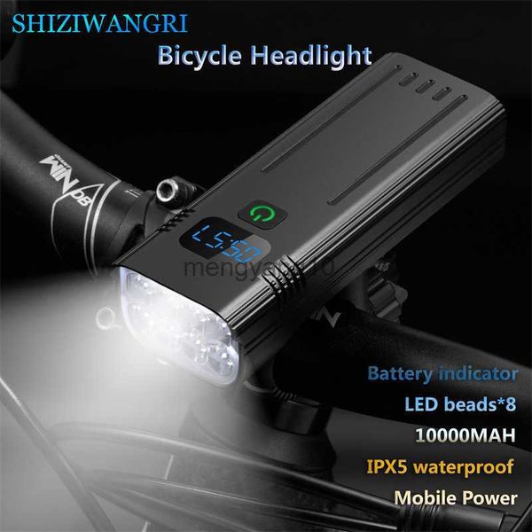 Велосипедные светильники HKX8 Bike Light 10000mah High Lumens Led Lemens Led Bicycle Flashlight USB Перезаряжаемая передняя фара для велосипедной дороги MTB светодиодный свет HKD230810