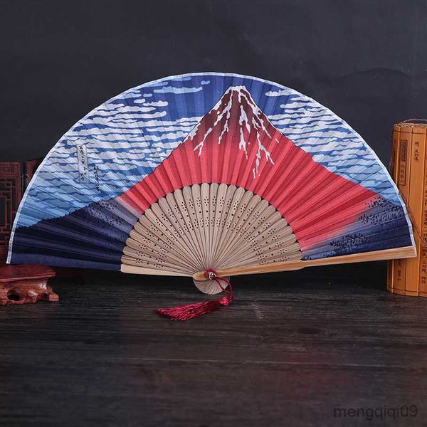 Çince tarzı ürünler Çin Japon vintage bambu katlanır fan renkli manzara Japon tarzı el fan partisi düğün sanat el sanatları ev dekor R230810