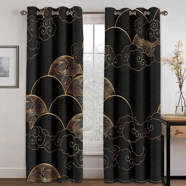 Tenda Elegante Boho Baroque Paisley Luxury Black Cloud 2 Pezzi Tende Sottili Per Soggiorno Camera Da Letto Decorazione Della Finestra