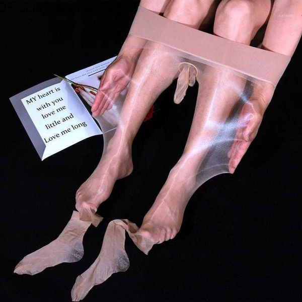 Çorap çorap çorap çorap moda ultra ince çoraplar erkek iç çamaşırı elastik dikensiz tayt ipek seksi sıska bacak nefes alabilen parlak pantyhossocks z230811