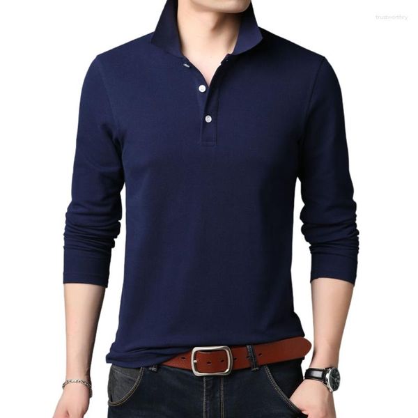 Мужские рубашки T Поло высококачественная весенняя осенняя модная хлопковая рубашка с длинным рукавом 2023