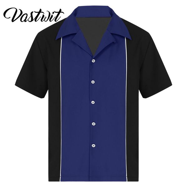 Camisas casuais masculinas Camisa casual masculina Fahion Camisa de boliche estilo cubano retrô manga curta Camp Vintage Button Up camisa casual 230809