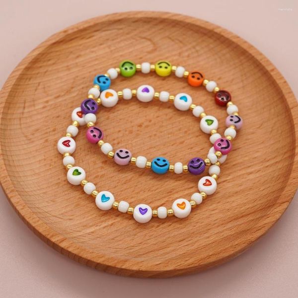 Ссылка браслетов go2boho смешанный цвет акриловый улыбка сердце дружба для женщин Boho Summer Beach Fashion Charm Jewelry Accessory