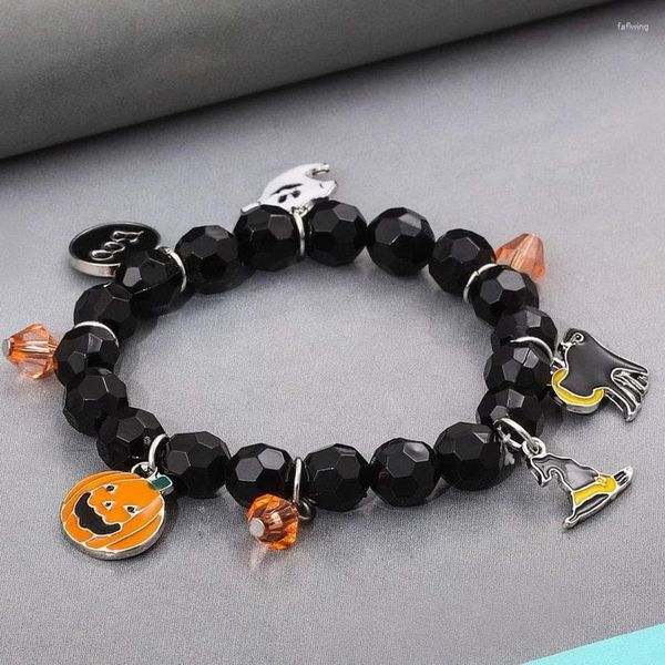 Charm Armbänder Halloween Kreative Harz Perle Elastisch Für Frauen Hut Spinne Tier Anhänger Armband Hip Hop Mädchen Hand Schmuck