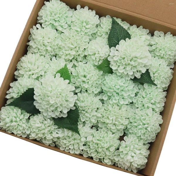 Dekoratif çiçekler yapay 25pcs nane yeşil dahlia sahte papatya ile kök için ded düğün buketleri çiçek merkezi düzenlemeleri
