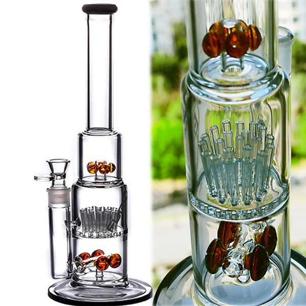 15.7 polegadas Hookahs Altura de vidro Bubbler Percolor Bongs Bongs Pente Pércio Tubulação de fumaça Klein Recycler Dab Rigs com 18mm tigela tabaco