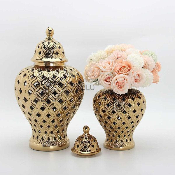 Handgefertigte Keramik aus General Jar Candy Jar Lagertank Gold Silber Kunst dekoratives Glas Vase Home Wohnzimmer Dekoration HKD230810