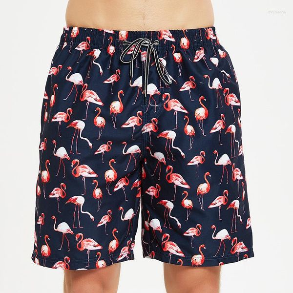 Shorts Masculino Plus Size Secagem Rápida Flamingo Running Masculino Roupa de Banho Masculino Calças Curtas Corredores de Surf Esporte Ginásio Roupa de Praia Masculino