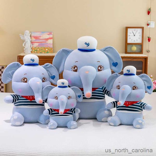 Animali peluche ripieni di peluche giocattolo peluche Elefante Navy Captain Sailor Big Elephant Elefante Peluche coppie di giocattoli peluche amanti cartone animato per bambini animali regalo plu r230810