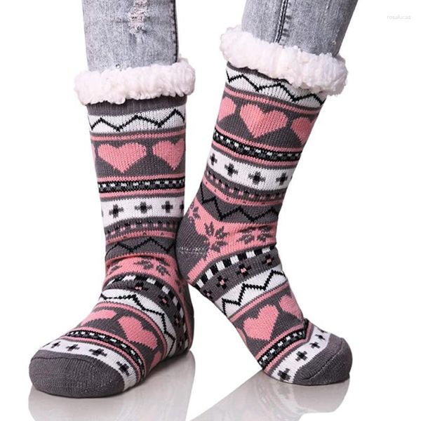 Frauen Socken FRALOSHA Dicke Liebe Muster Hause Boden Winter Erwachsene Warme Pelz Rutschen Weiche Slipper Mode Weihnachtsgeschenk